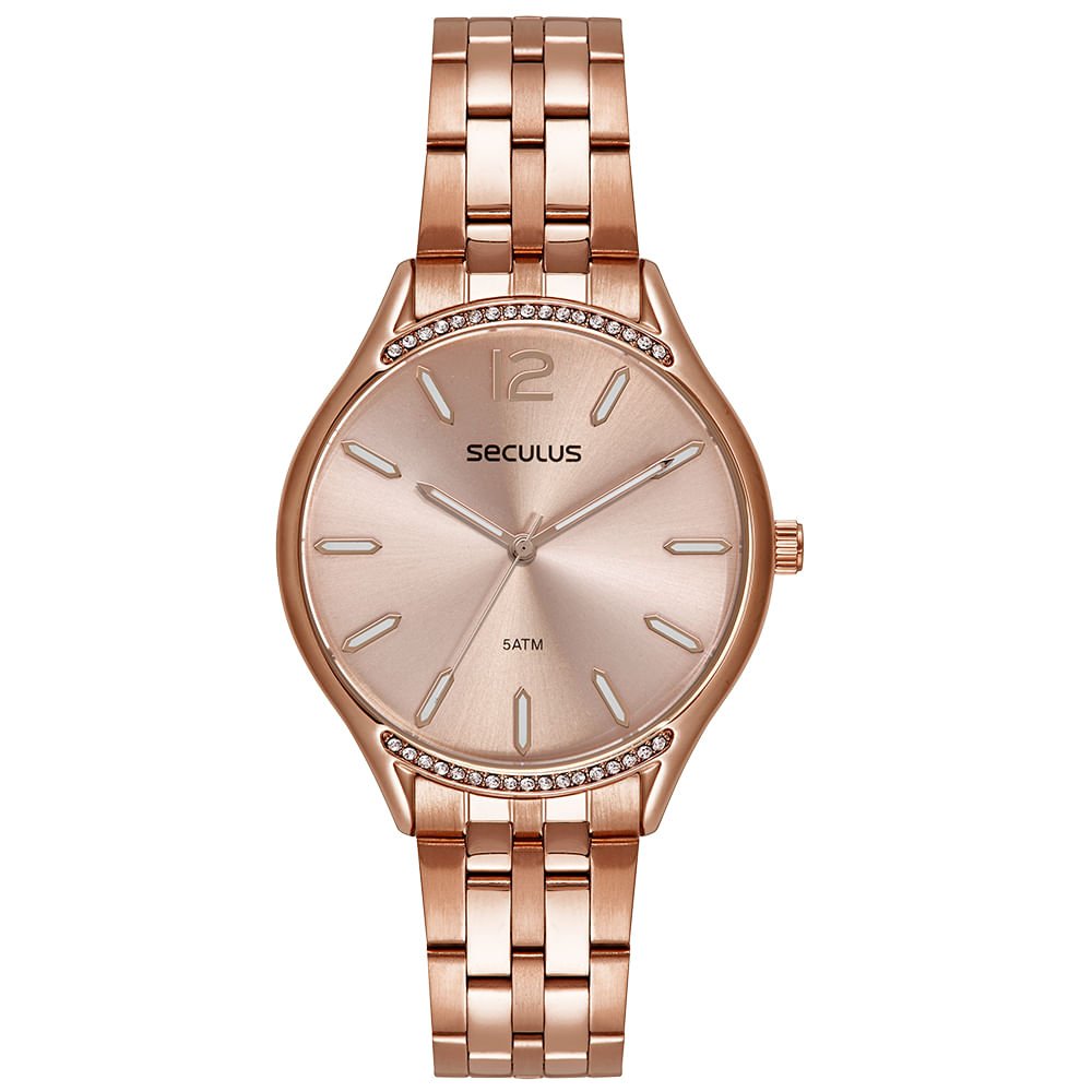 Kit Relógio Feminino Cristais Rosé com Pulseira Berloques Rosa 2