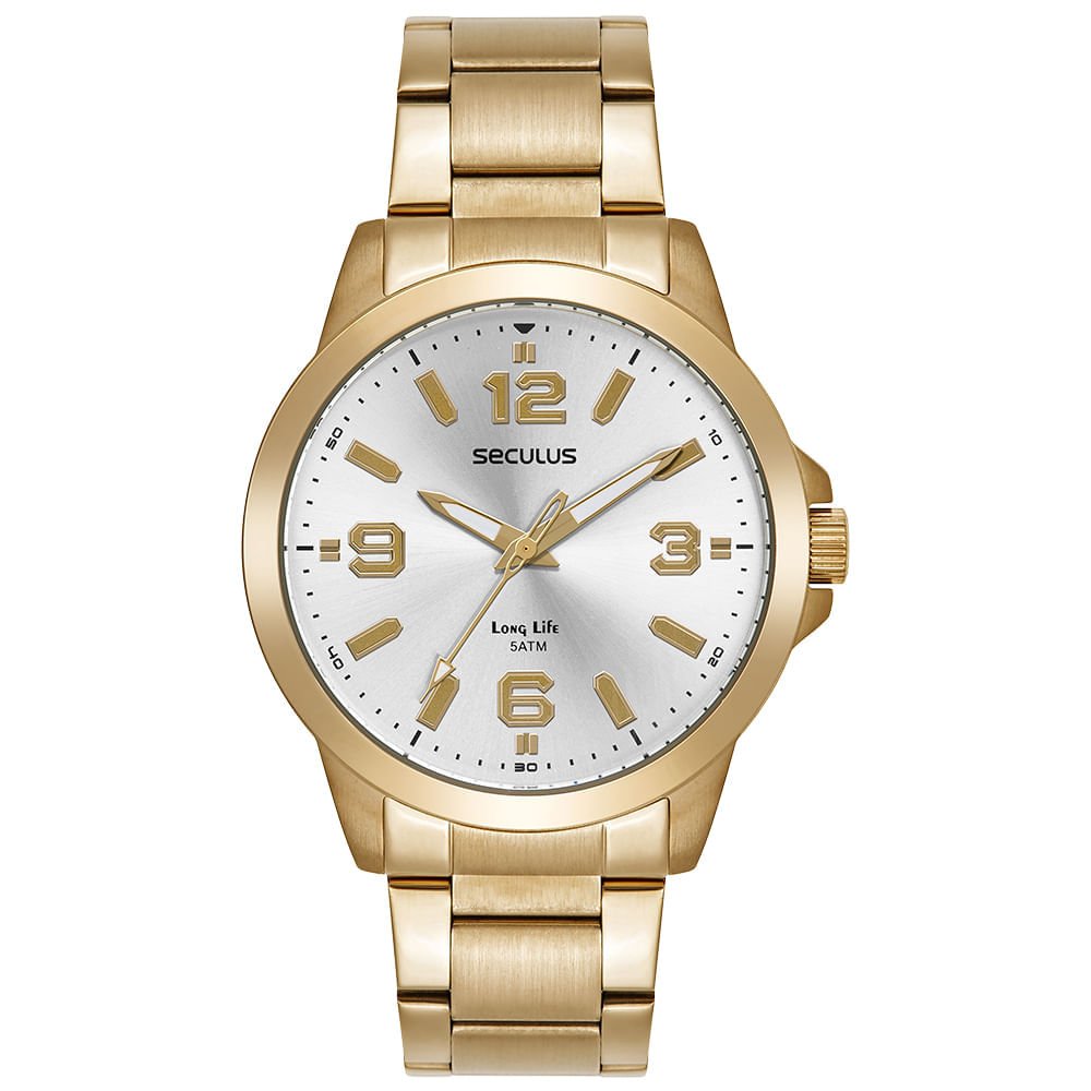 Relógio Masculino Dourado Aço Analógico