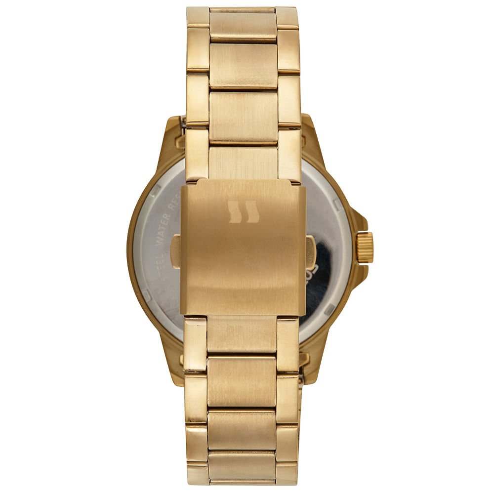Relógio Masculino Dourado Aço Analógico Dourado 3