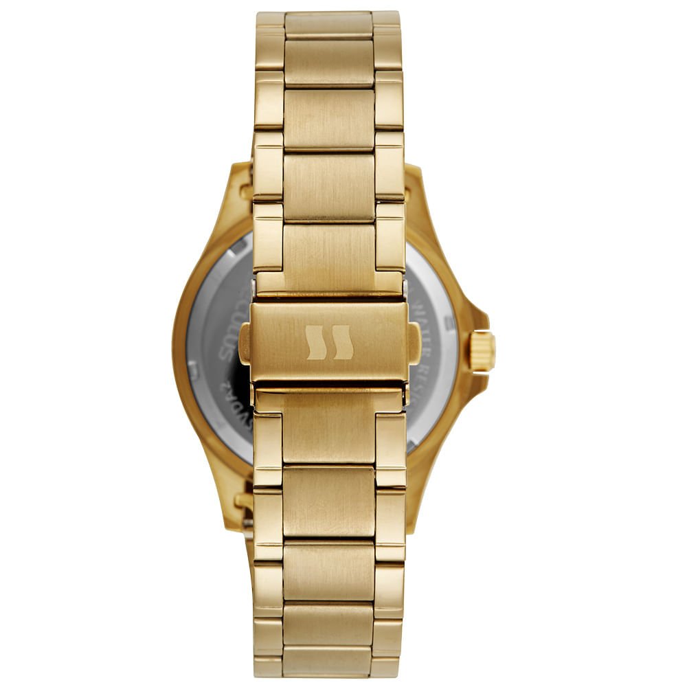 Relógio Masculino Dourado Aço com Marcações Dourado 3