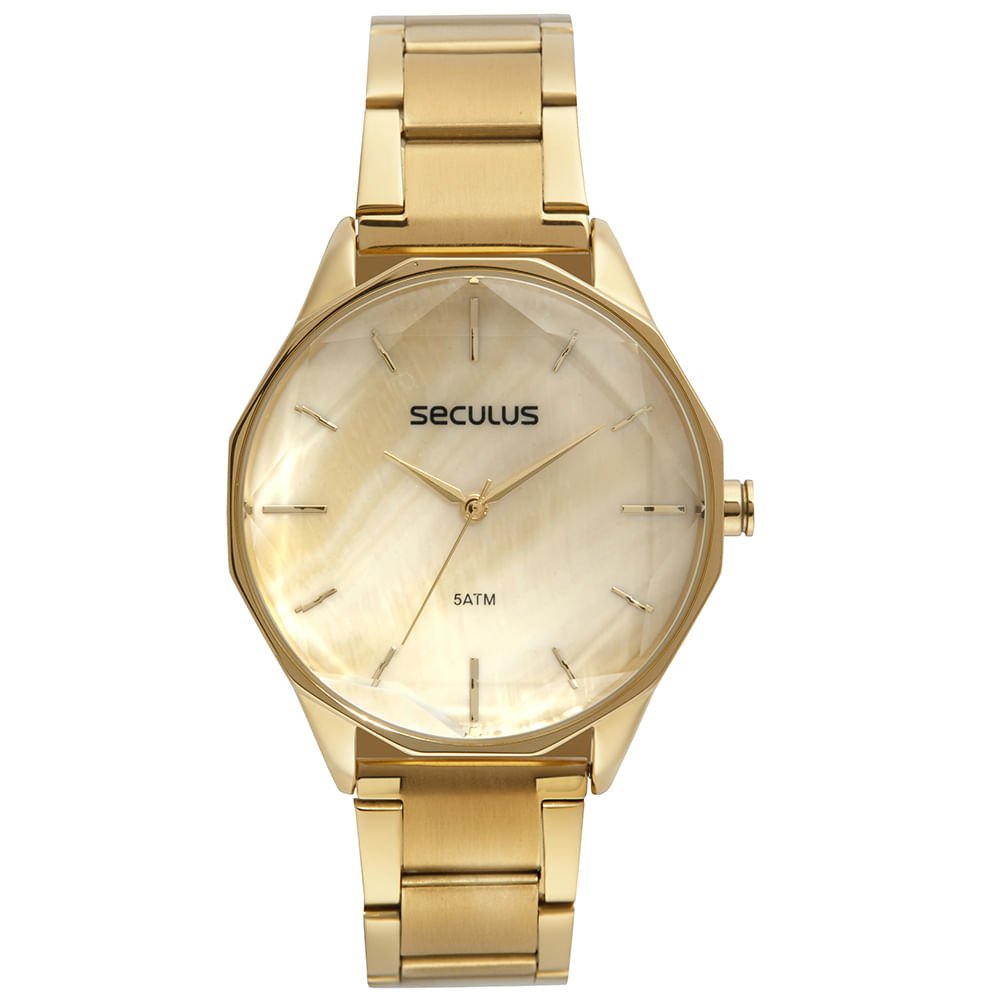 Kit Relógio Feminino Madrepérola Dourado Pulseira Coração Dourado 2