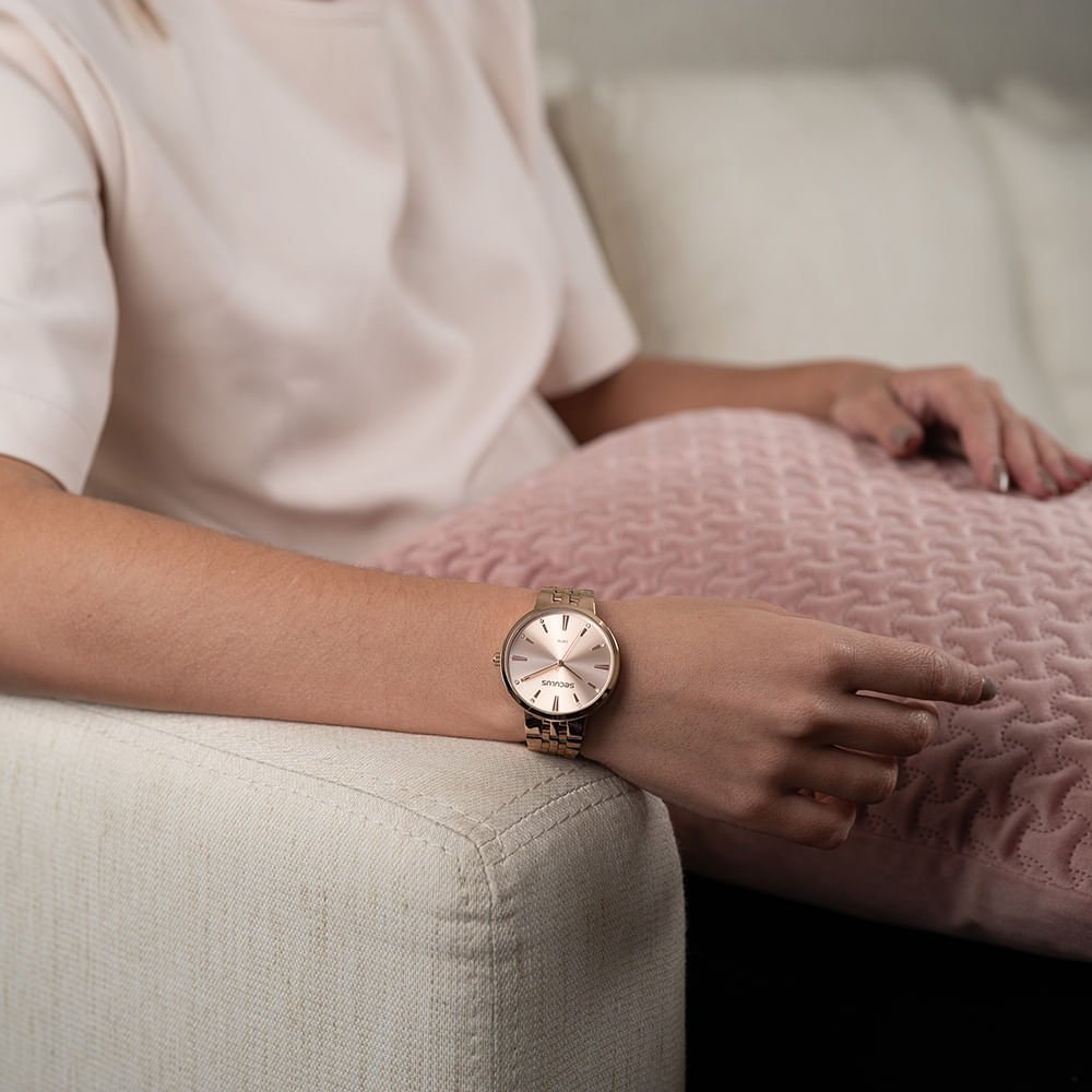 Kit Relógio Feminino Cristais Rosé Com Colar e Brincos Rosa 3