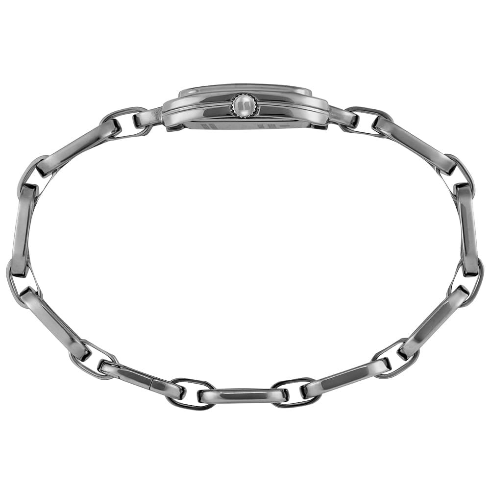 Relogio Feminino Aço Prata Quadrada Pulseira Corrente Prata 3