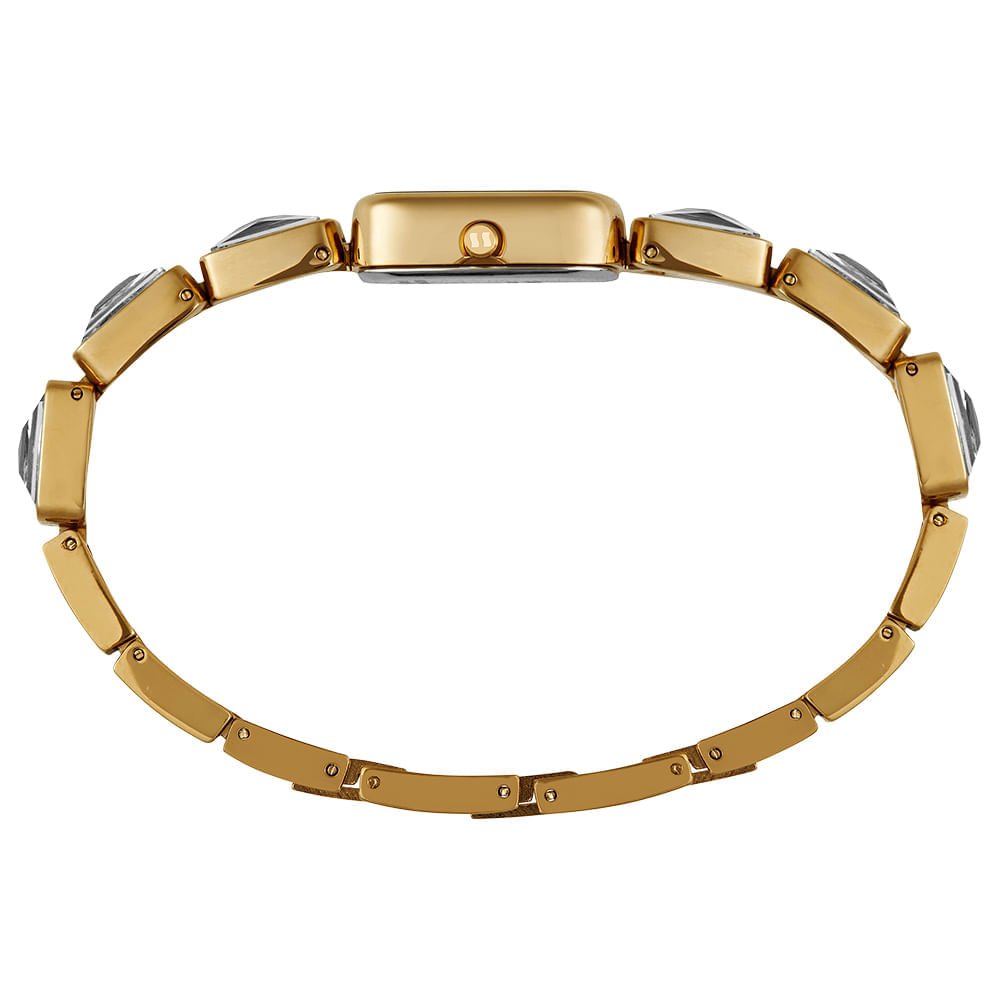 Relógio Feminino Dourado Quadrado Madrepérola Dourado 3