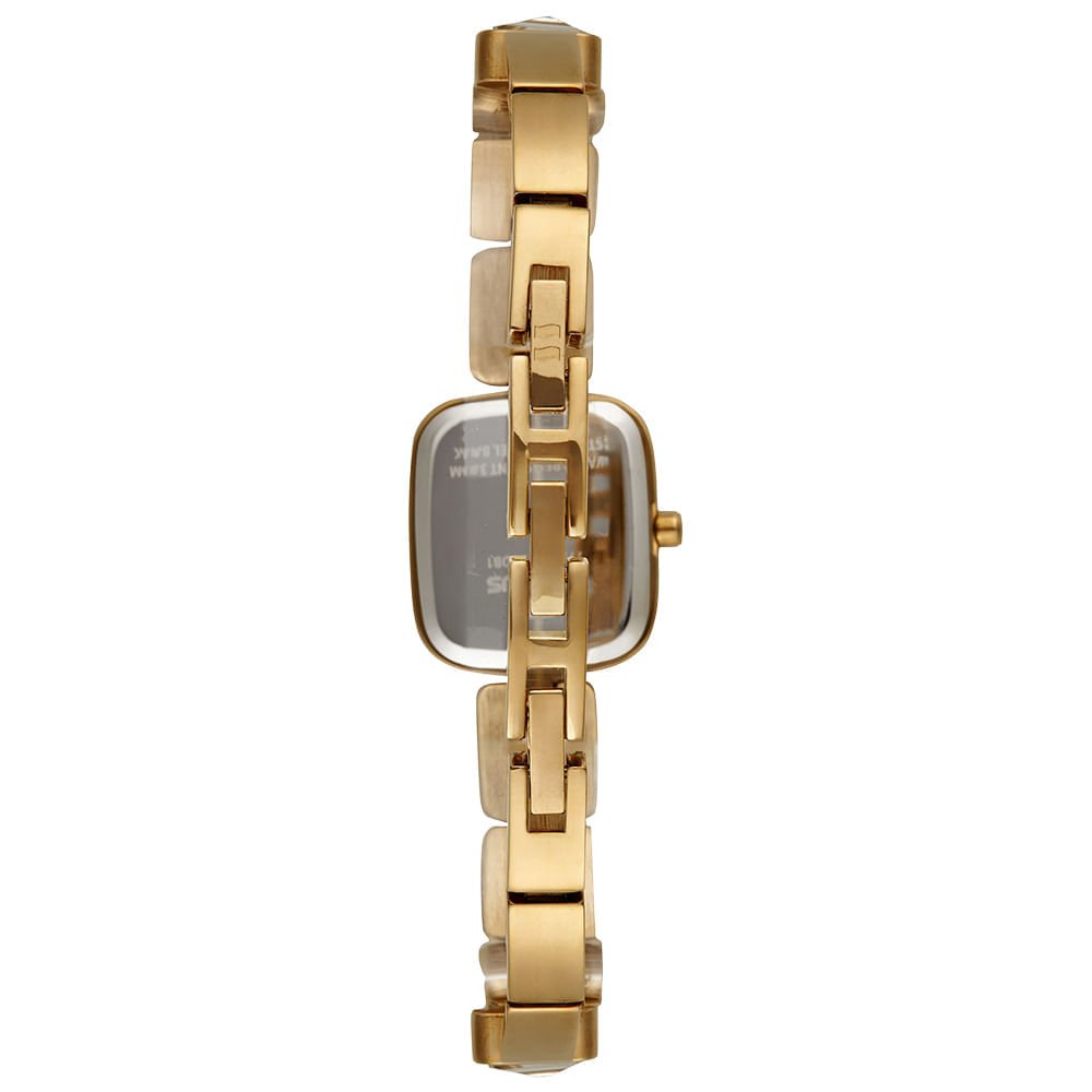 Relógio Feminino Dourado Quadrado Madrepérola Dourado 4