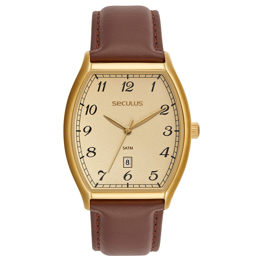 Relógio Masculino Analógico Mostrador Dourado