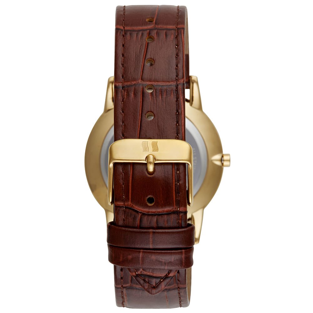 Relógio Masculino Analógico Minimalista Dourado Dourado 4