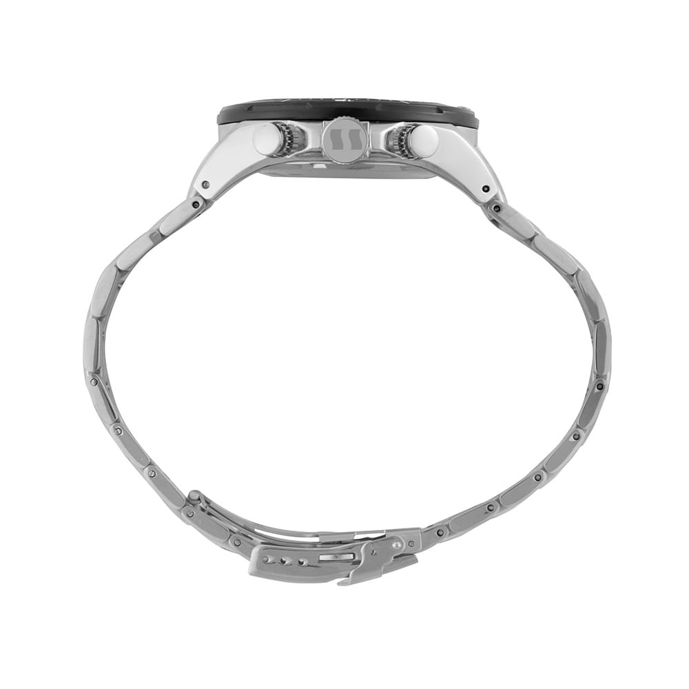 Relógio Masculino Aço Prata Cronógrafo Detalhes em Azul Prata 3