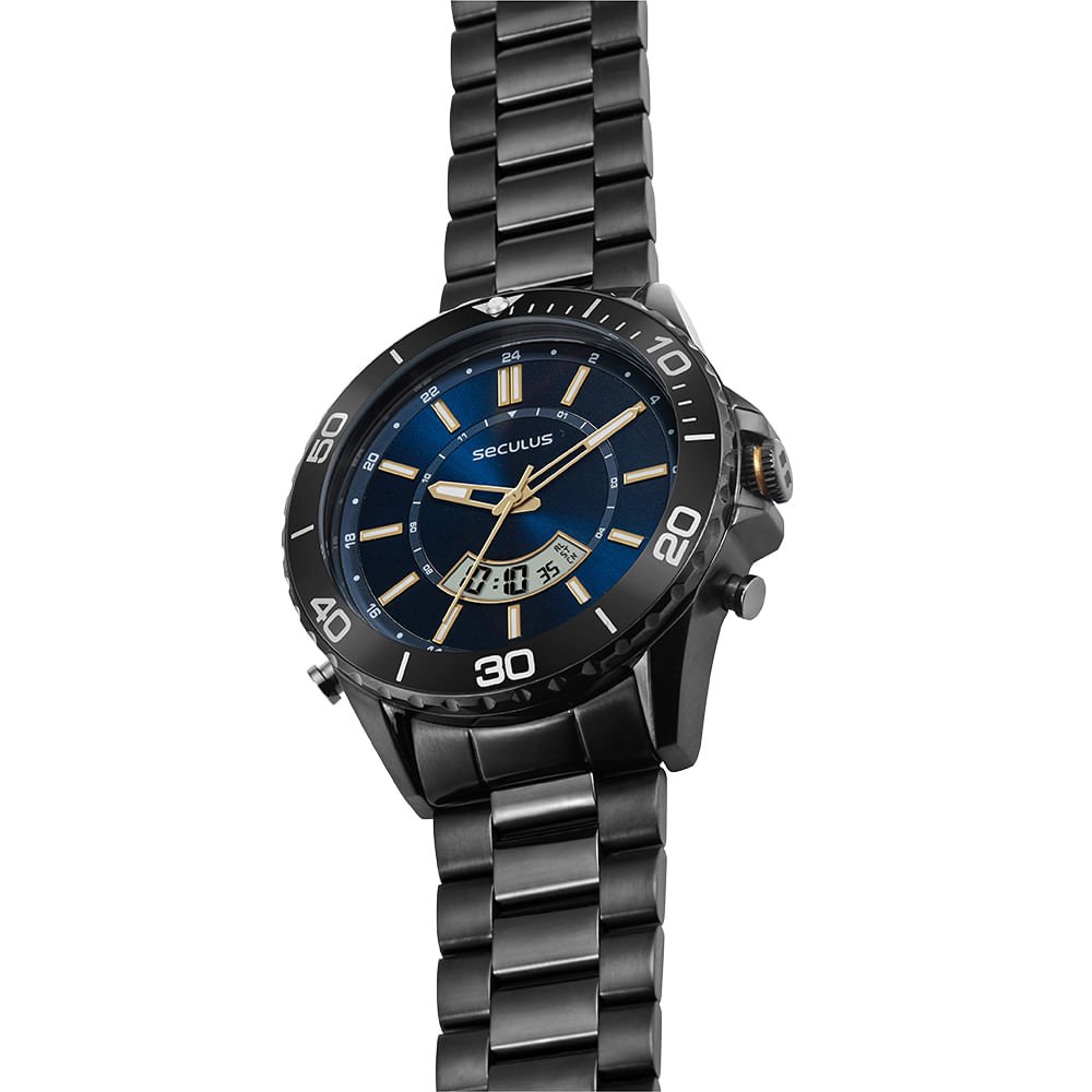 Relógio Masculino Aço Cinza Movimento Sorriso Cinza 2