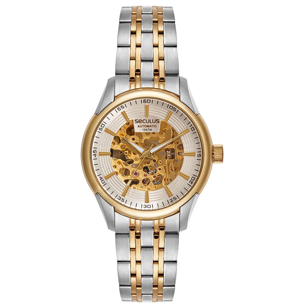 Relógio Masculino Automático Bicolor Mostrador Esqueleto Multicores 1