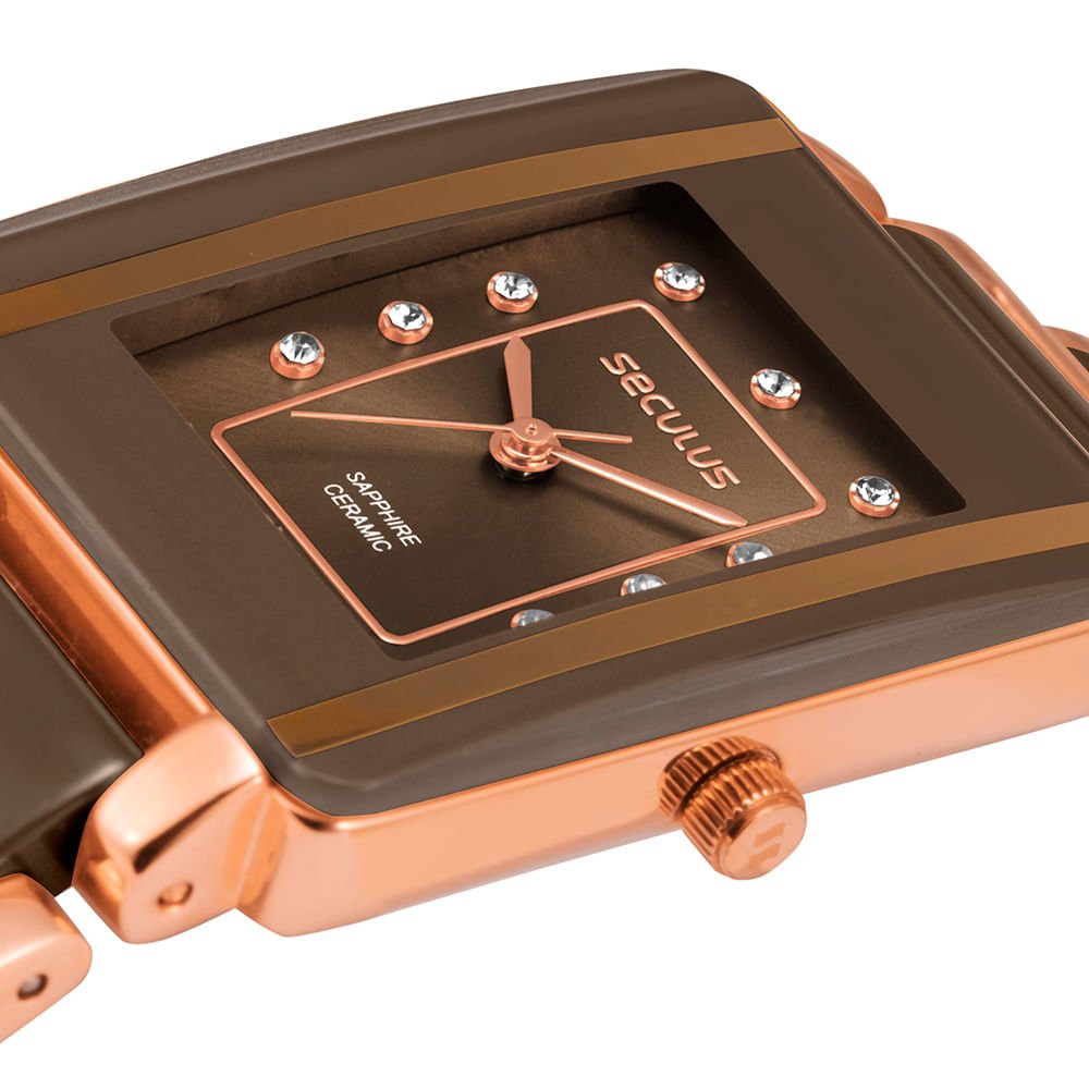 Relógio Feminino Analógico Marrom em Ceramica Marrom 2