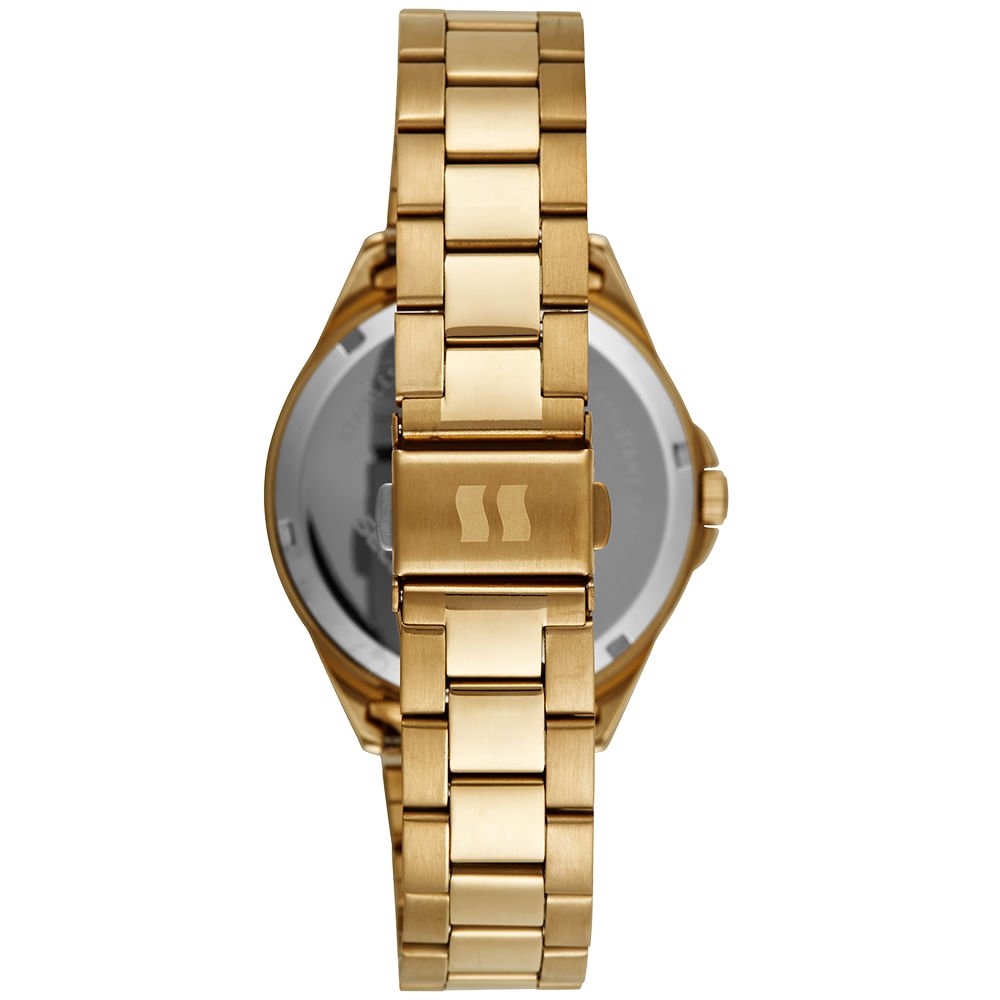 Relógio Feminino Analógico Dourado Aço em Ceramica Dourado 4