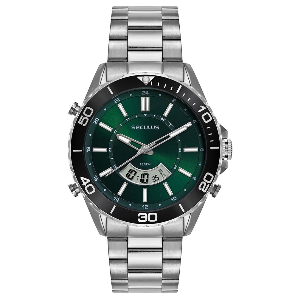 Relógio Masculino Aço Prata Movimento Sorriso