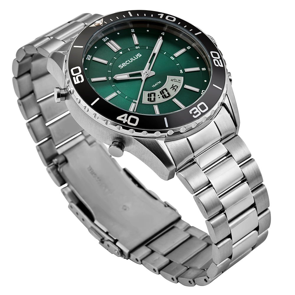 Relógio Masculino Aço Prata Movimento Sorriso Prata 2