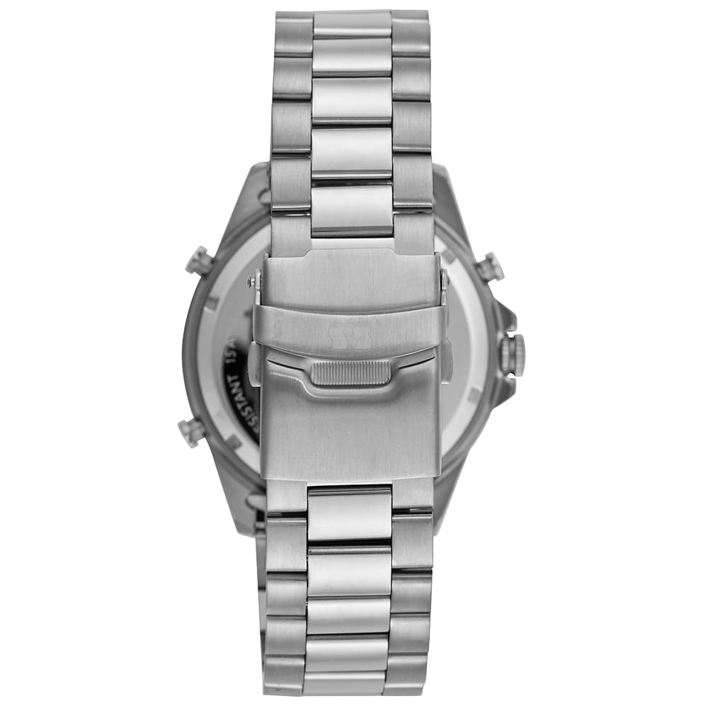 Relógio Masculino Aço Prata Movimento Sorriso Prata 4