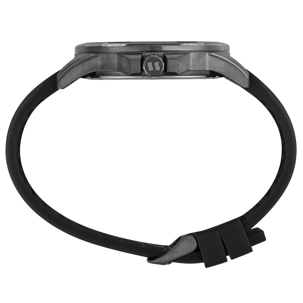 Relógio Masculino Preto Caixa em Aço Mostrador Preto Preto 2