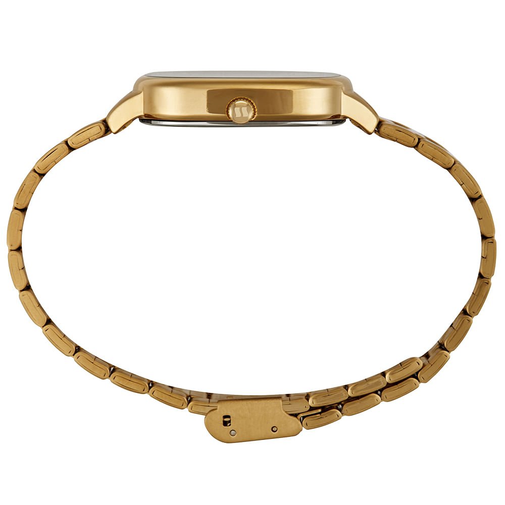 Relógio Masculino Dourado Aço Quadrado Minimalista Dourado 2