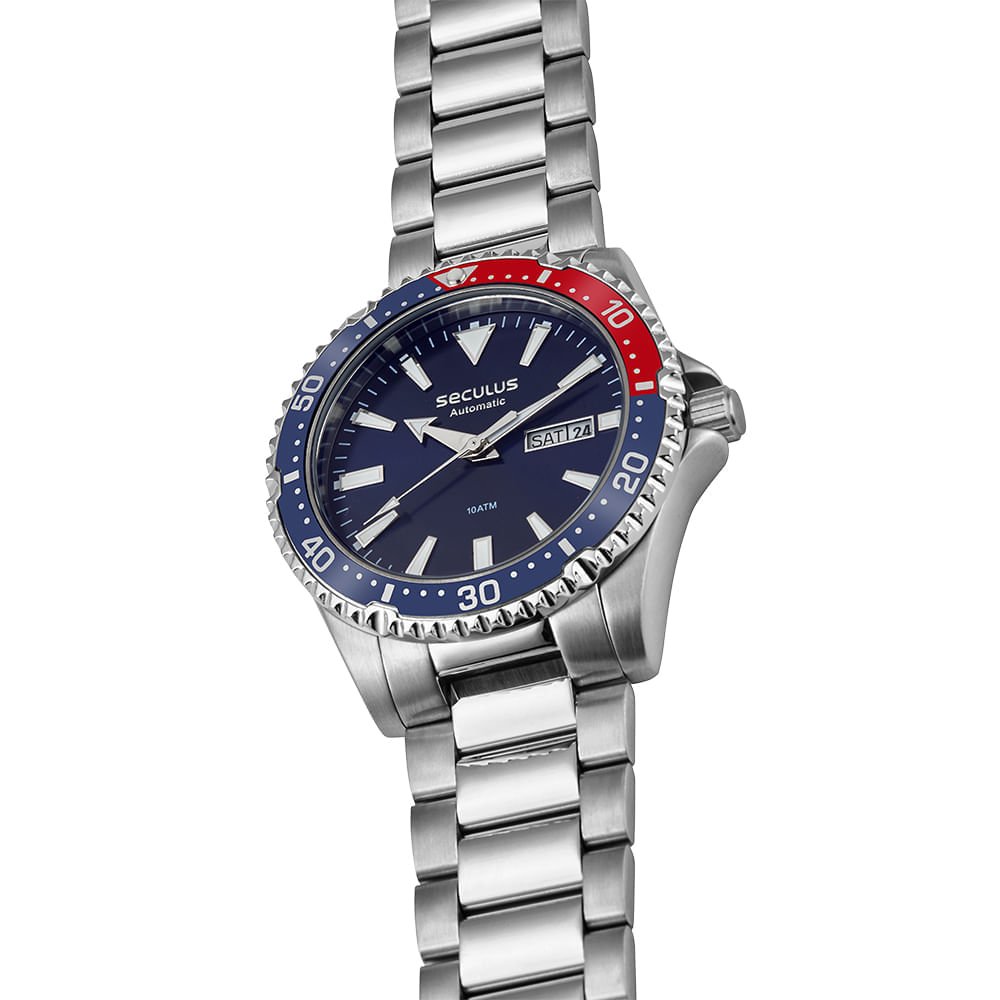 Relógio Masculino Automático Prata Fundo em Vidro Prata 2