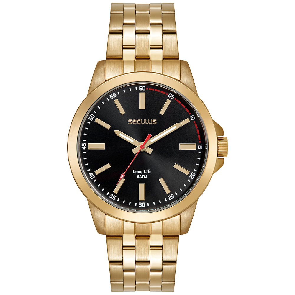 Relógio Masculino Dourado Analógico Preto