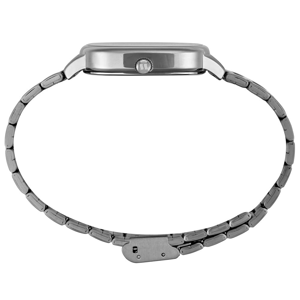 Relógio Masculino Prata Aço Quadrado Minimalista Prata 2