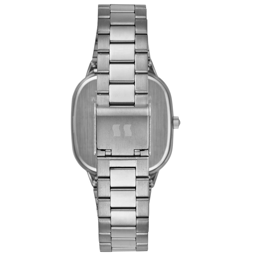 Relógio Masculino Prata Aço Quadrado Minimalista Prata 3