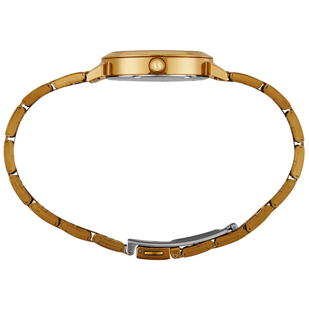 Kit Relógio Feminino Aço Dourado Mostrador Preto Dourado 3