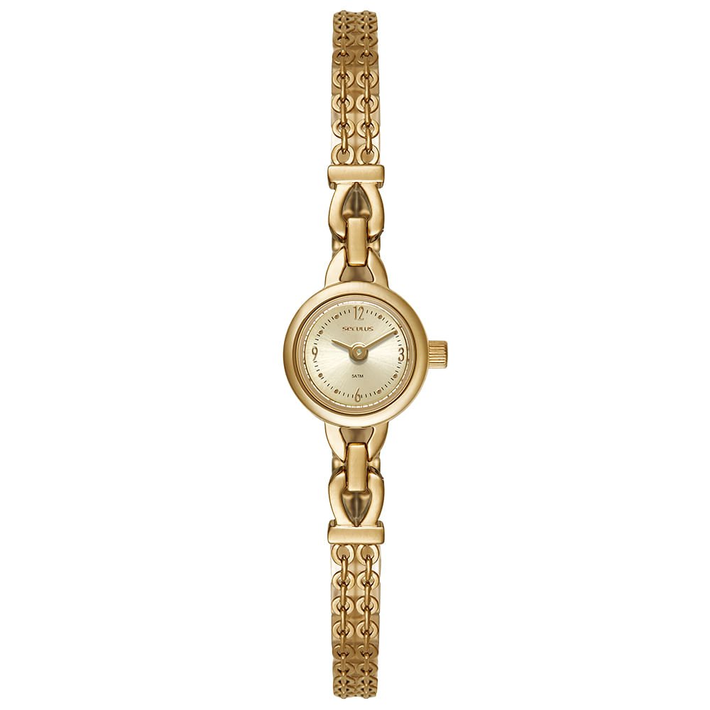 Relógio Feminino Dourado Caixa Micro Corrente