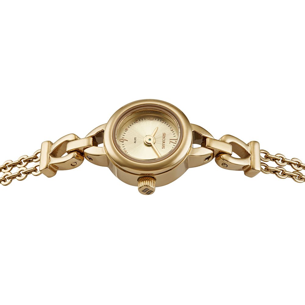 Relógio Feminino Dourado Caixa Micro Corrente Dourado 3