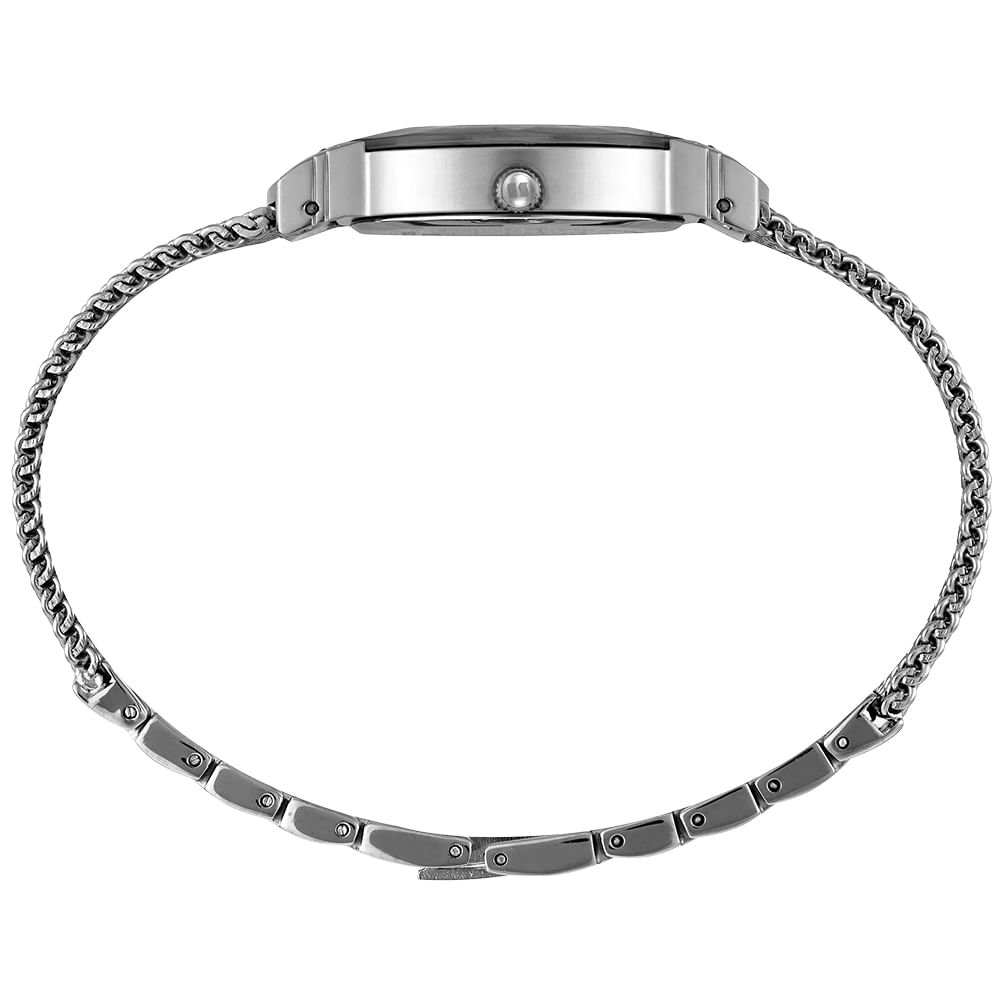 Relógio Feminino Analógico Oval Prata Vidro Facetado Prata 3