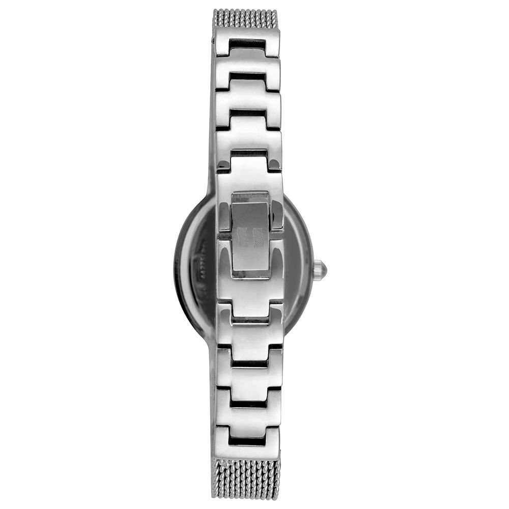 Relógio Feminino Analógico Oval Prata Vidro Facetado Prata 4