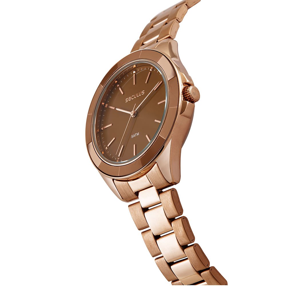 Relógio Feminino Analógico Marrom Aço em Ceramica Marrom 2