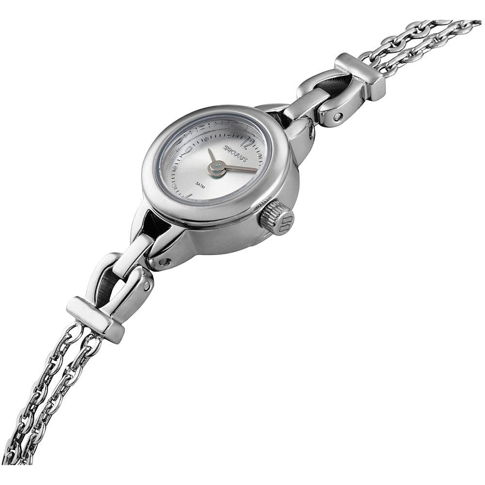 Relógio Feminino Prata Caixa Micro Corrente Delicada Prata 3