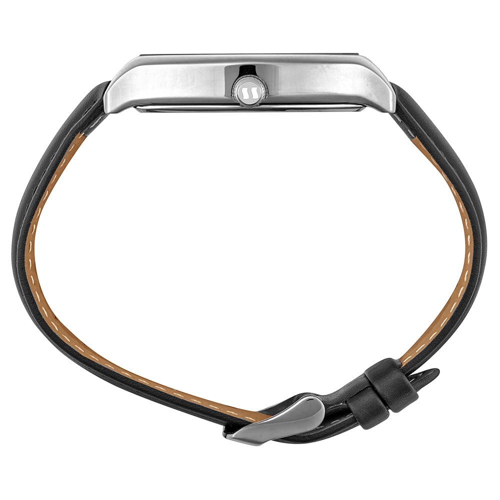 Relógio Masculino Analógico Prata Mostrador Preto Prata 3