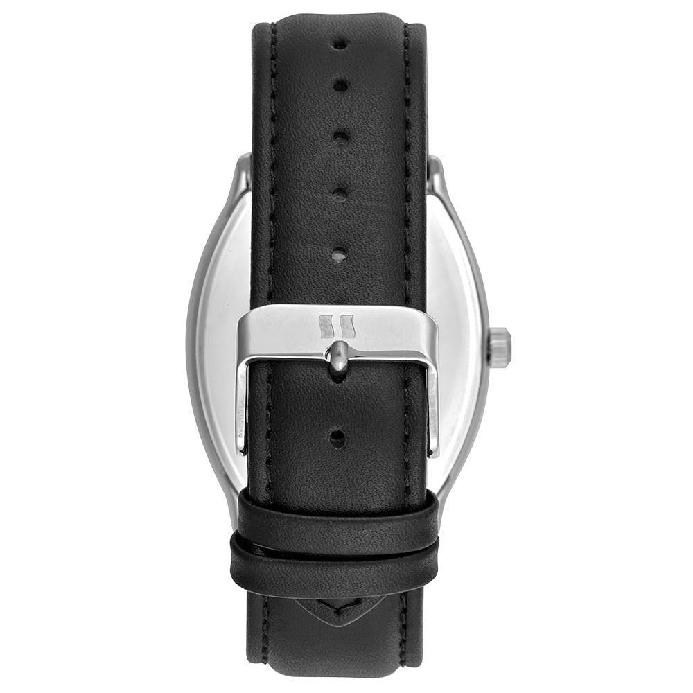 Relógio Masculino Analógico Prata Mostrador Preto Prata 4