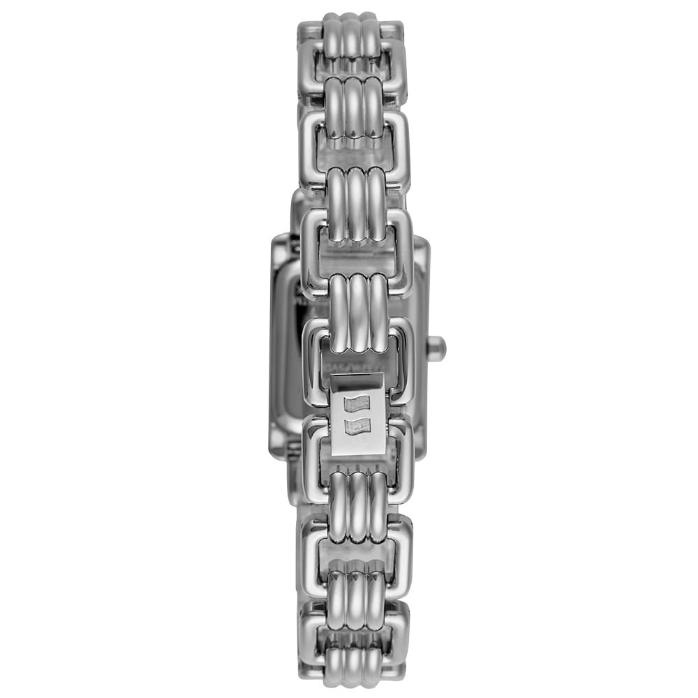 Relógio Feminino Analógico Quadrado Prata em Cristais Prata 3