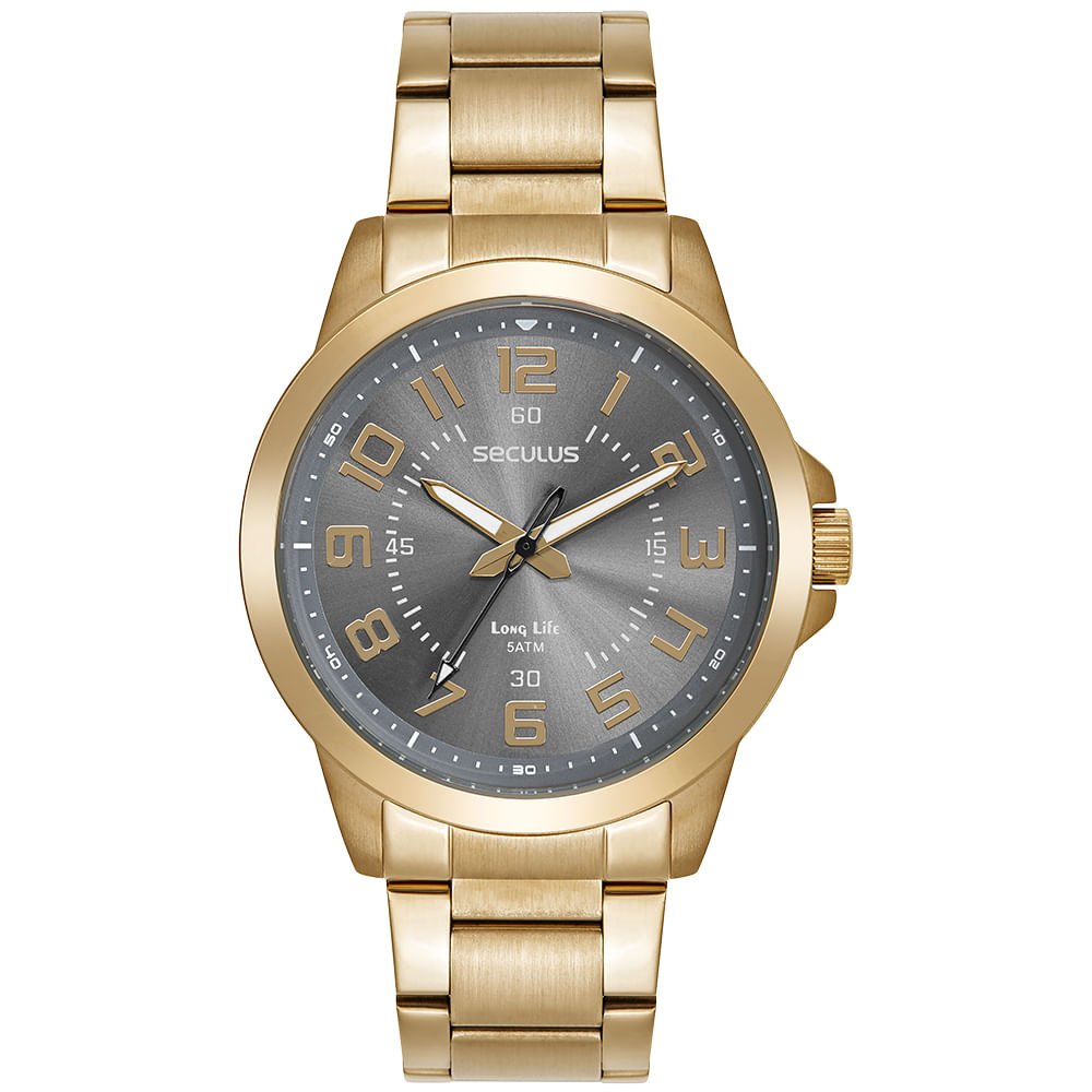 Relógio Masculino Analógico Clássico Todo em Aço Dourado