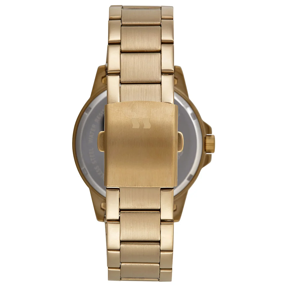 Relógio Masculino Analógico Clássico Todo em Aço Dourado Dourado 3