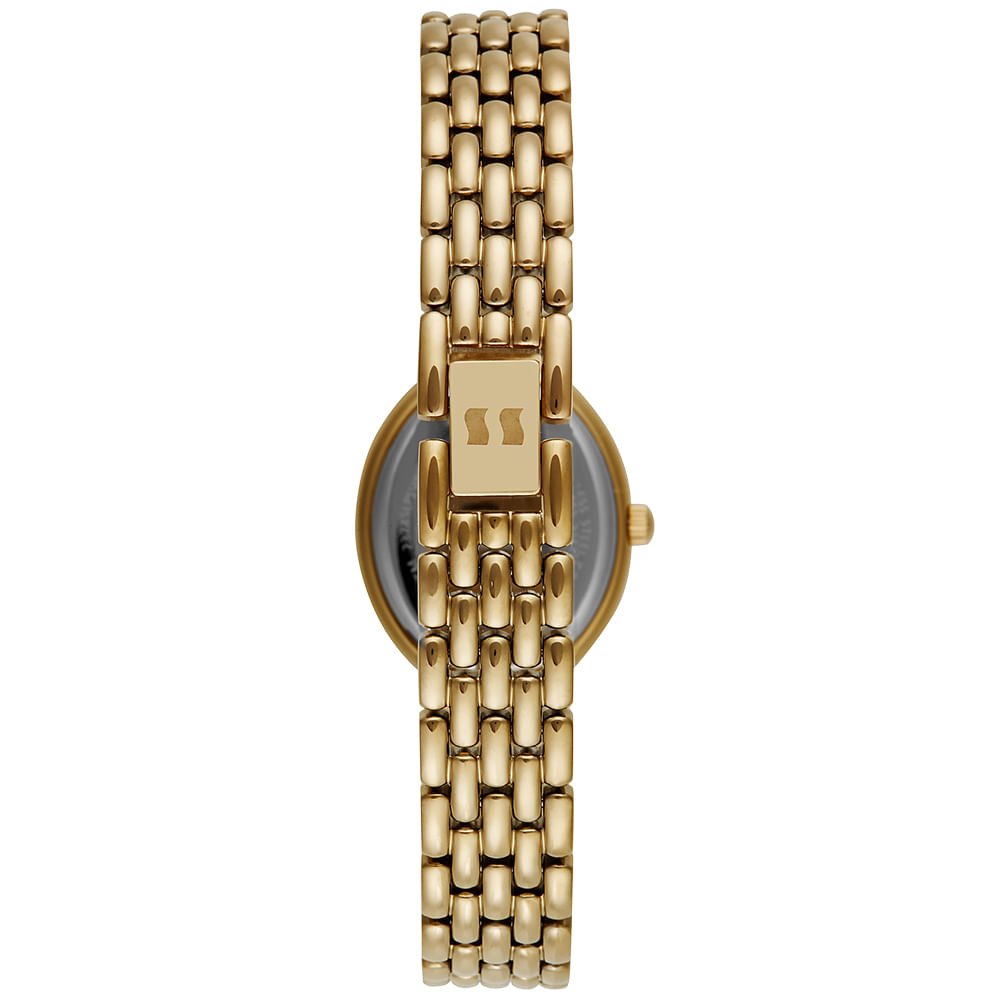 Relógio Feminino Dourado Oval Com Cristais Dourado 4