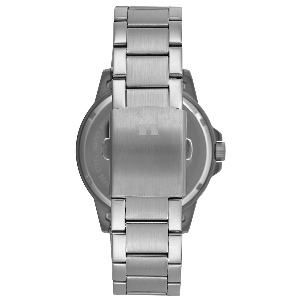 Relógio Masculino Analógico Clássico Todo em Aço Preto Preto 3