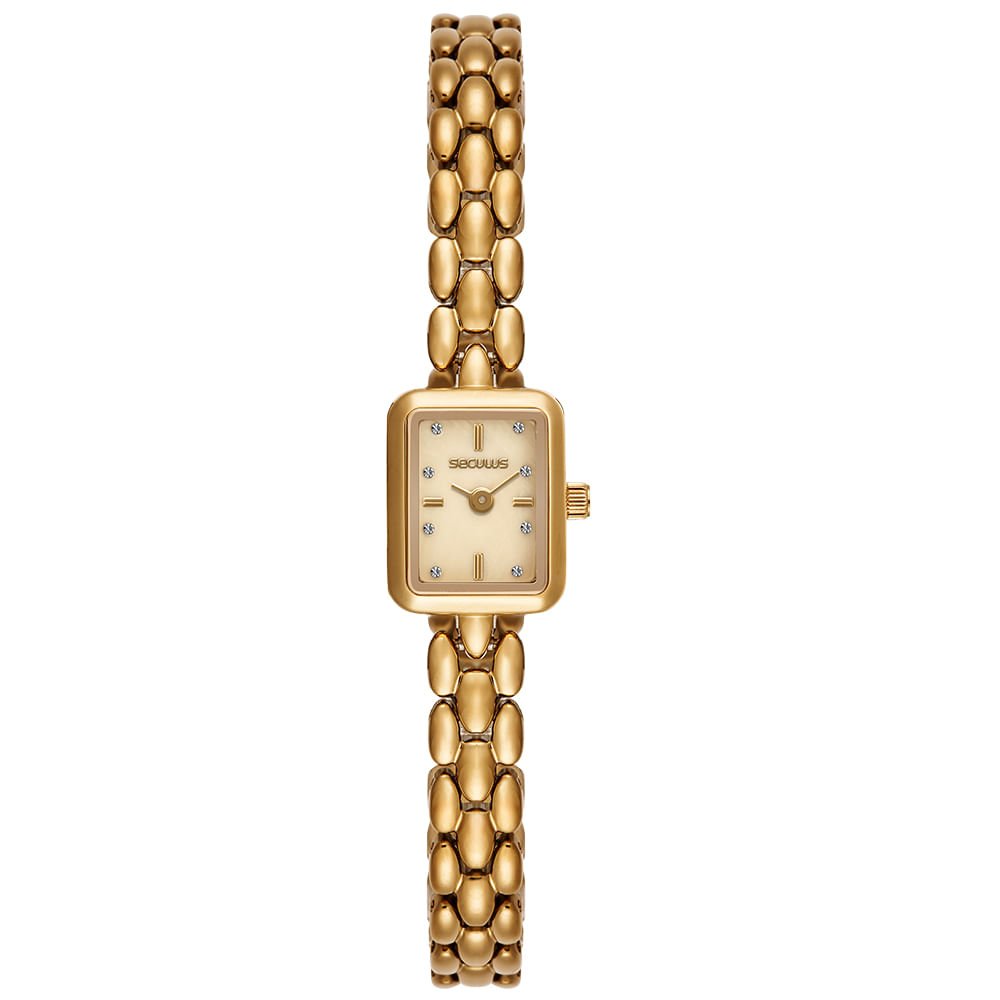 Relógio Feminino Dourado Movimento Micromáquina