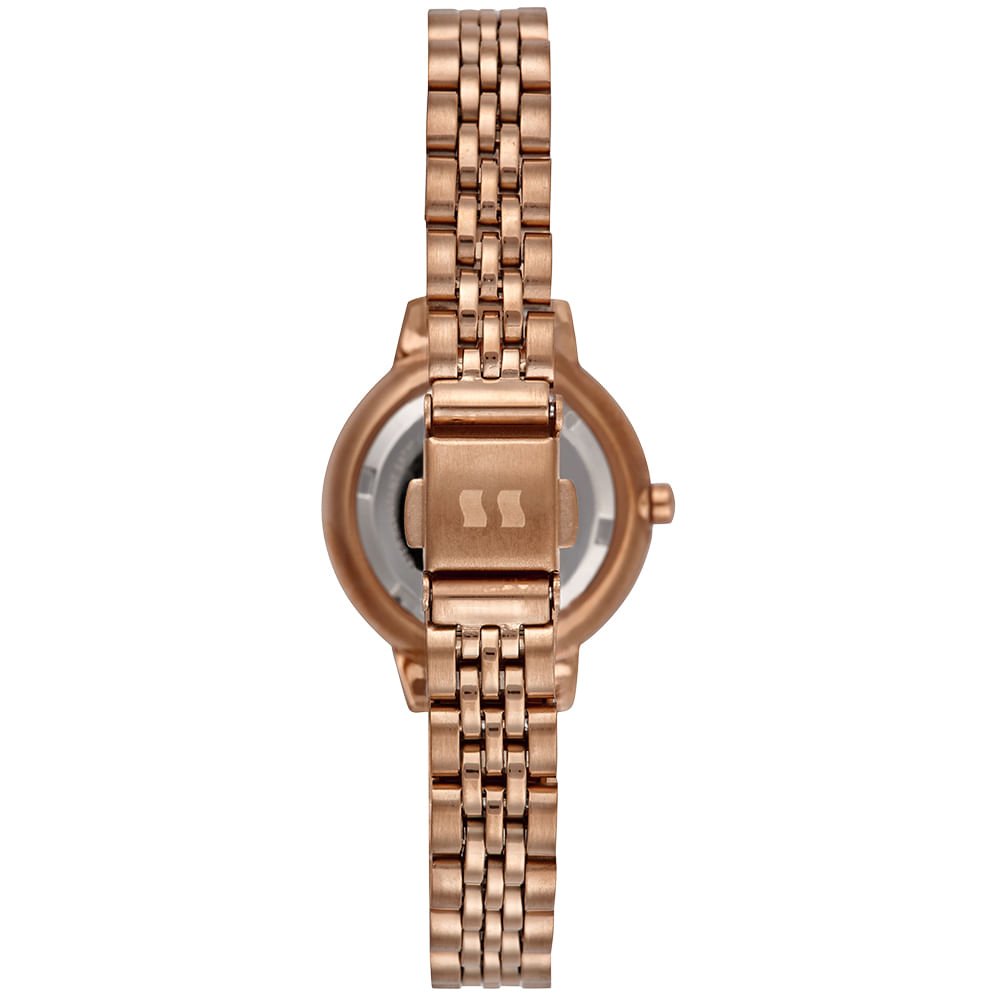 Relógio Feminino Analógico Vidro Facetado Vermelho Dourado 3