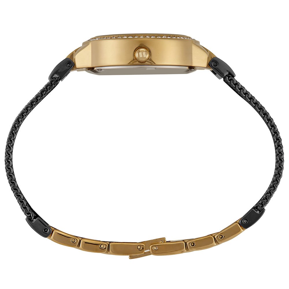 Relógio Feminino Analógico Elegante Preto Minimalista Dourado 3