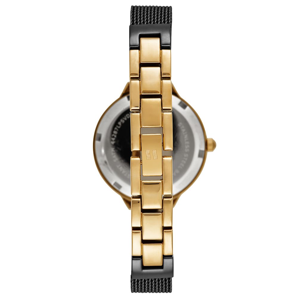 Relógio Feminino Analógico Elegante Preto Minimalista Dourado 4