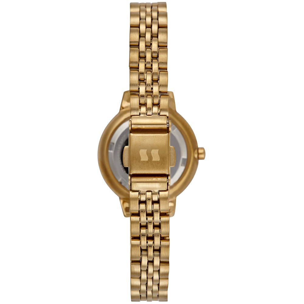 Relógio Feminino Analógico Vidro Facetado Dourado Dourado 3
