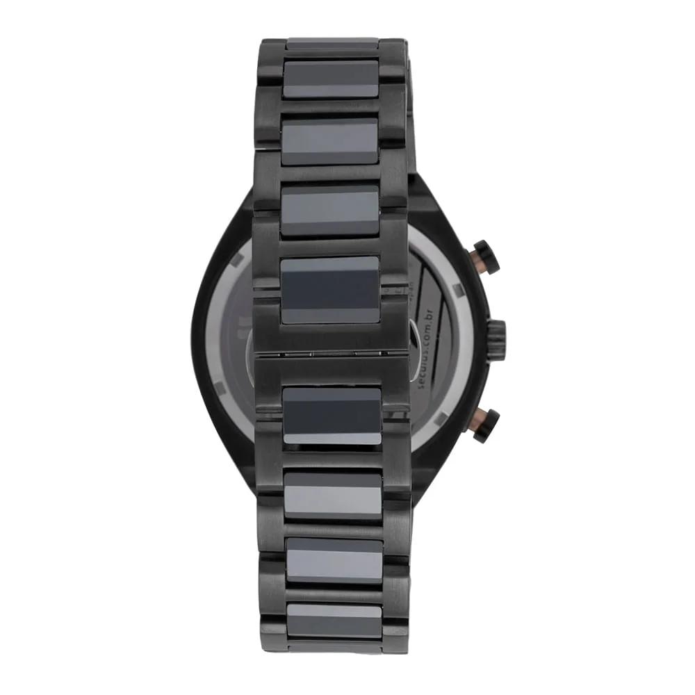 Relógio Masculino Analógico Premium Aço e Cerâmica Preto Preto 4
