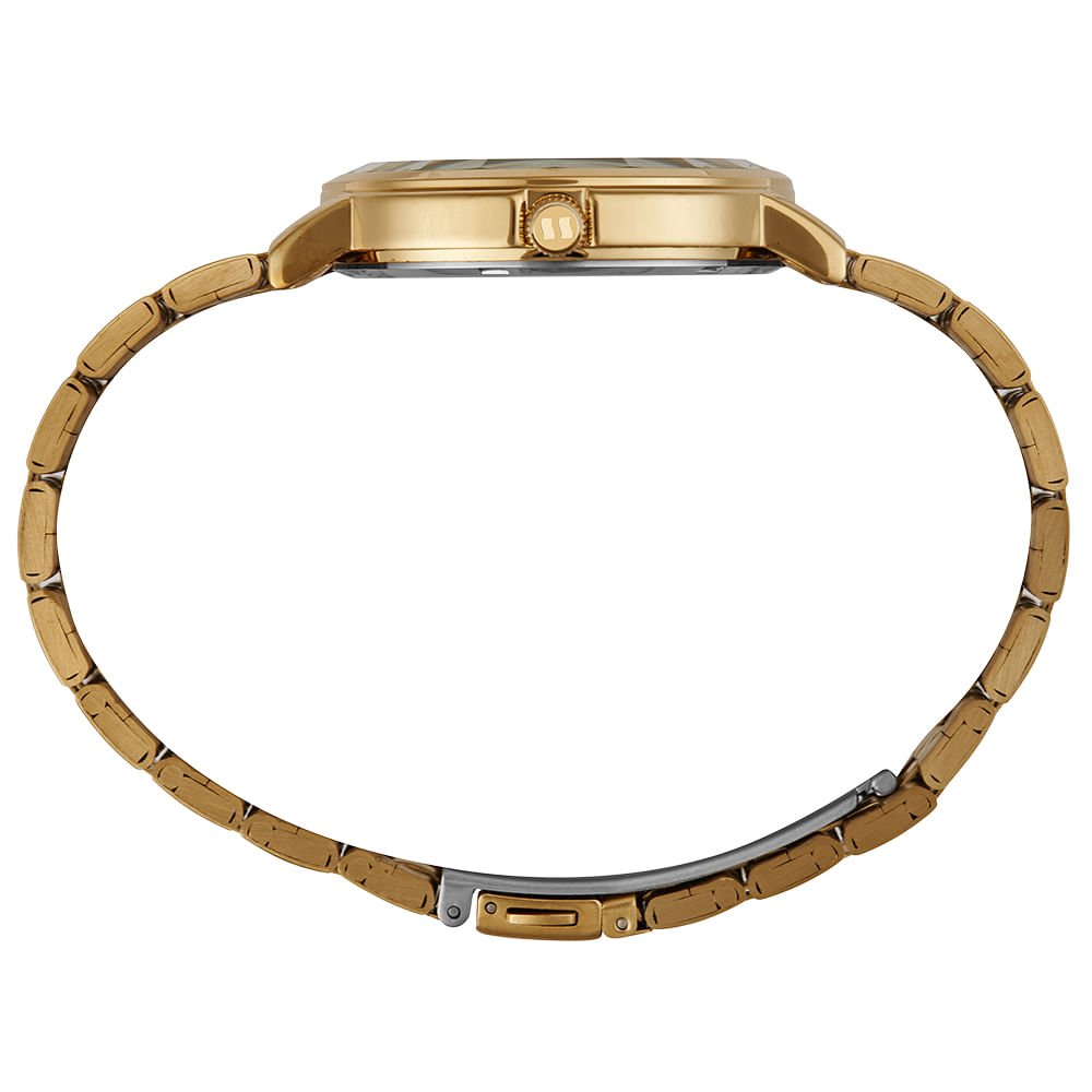Relógio Feminino Analógico Dourado com Vidro Facetado Dourado 2