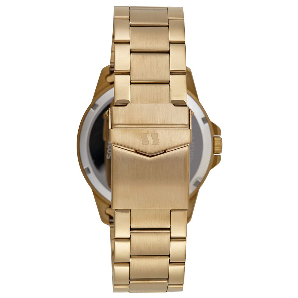 Relógio Masculino Analógico Todo em Aço Dourado Dourado 3
