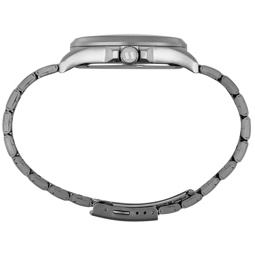 Relógio Masculino Analógico Texturizado Aço Prata Prata 3