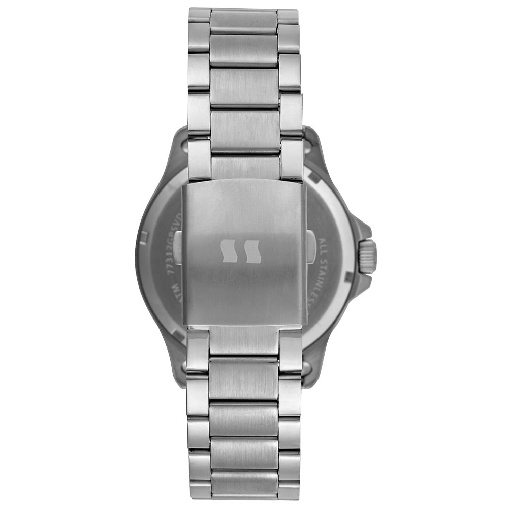 Relógio Masculino Analógico Texturizado Aço Prata Prata 4