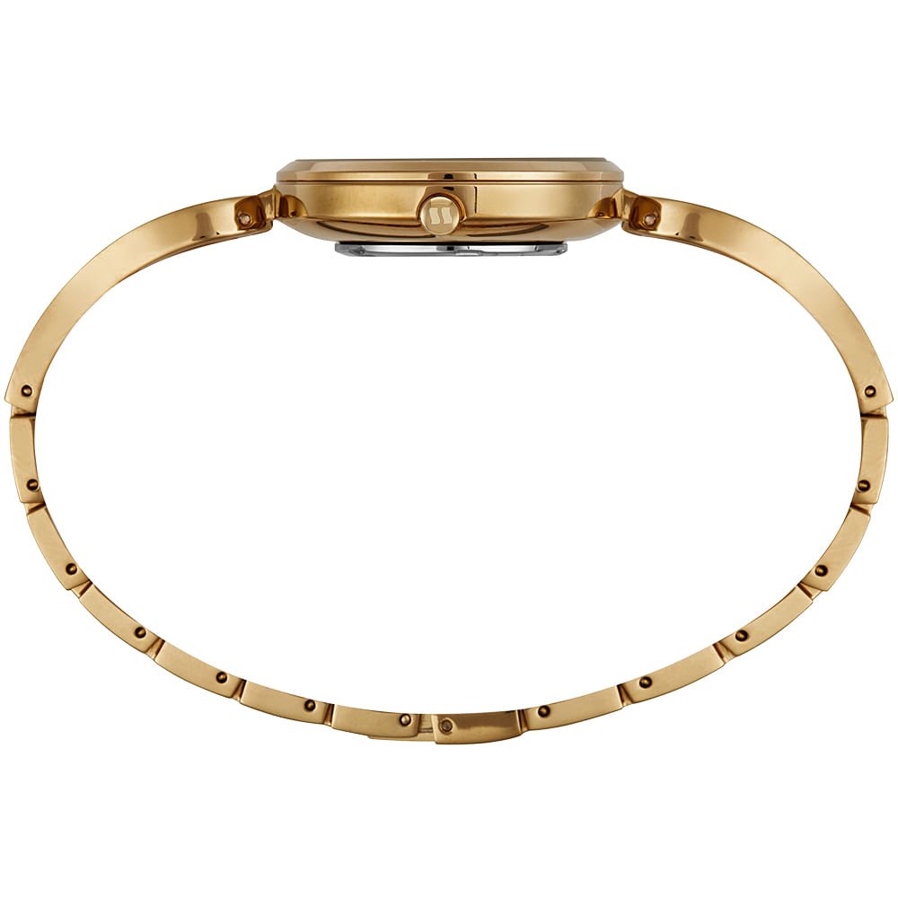 Relógio Feminino Analógico Moon Stone Cristais Dourado Dourado 3